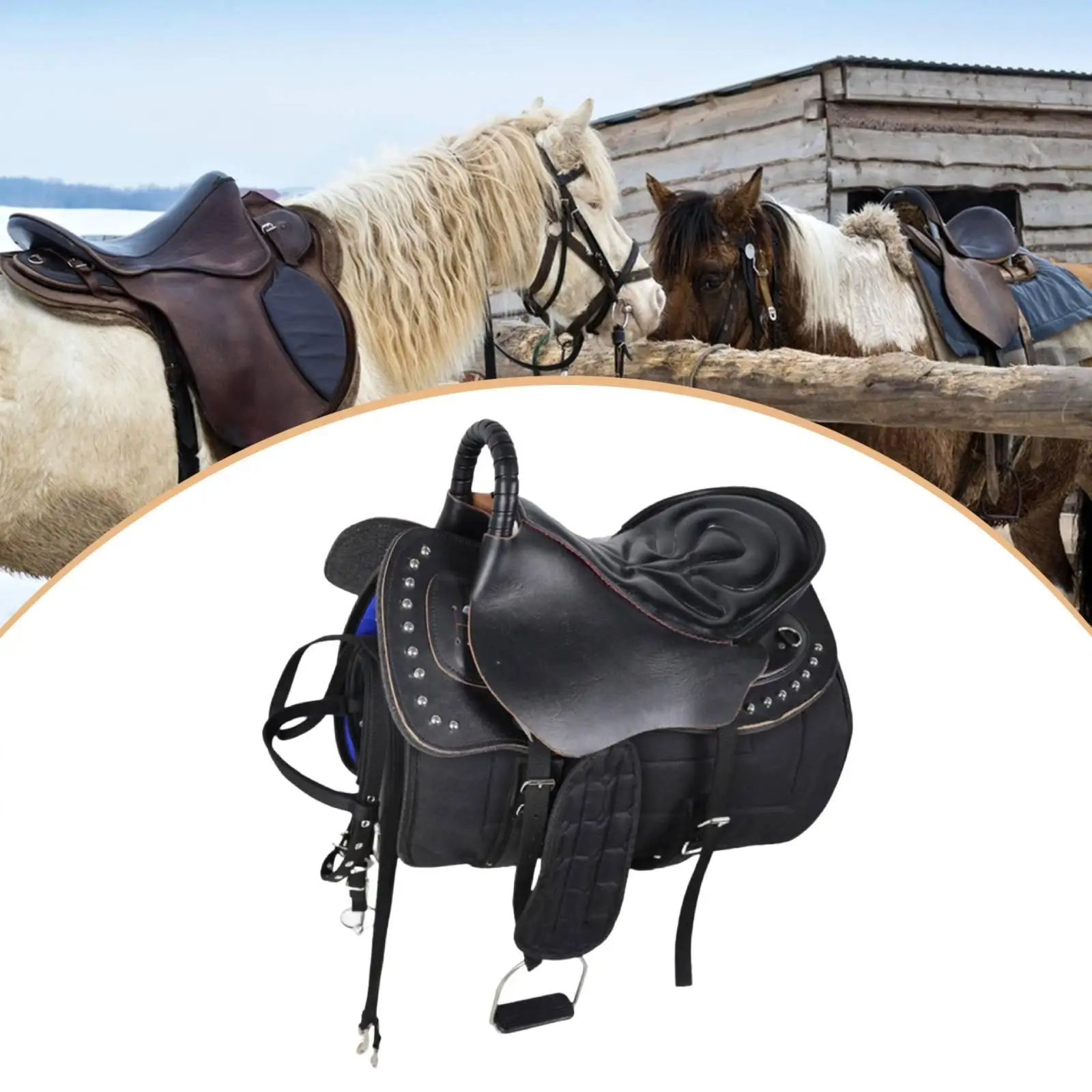 Horse Saddle Set Cushion Pad Shock Absorption Easy Installation Sport Accessory Equestrian Equipment Horse Riding Seat
