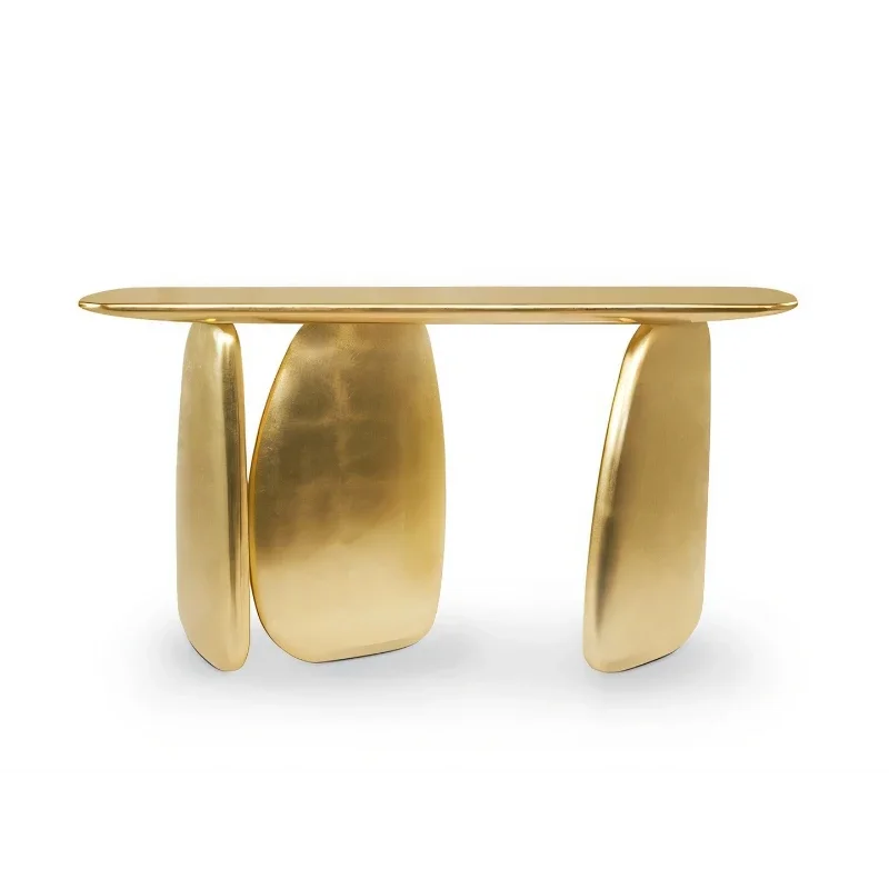 

Italian modern entrance entrance table Entry door against the wall End view table High-grade solid wood gold foil designer