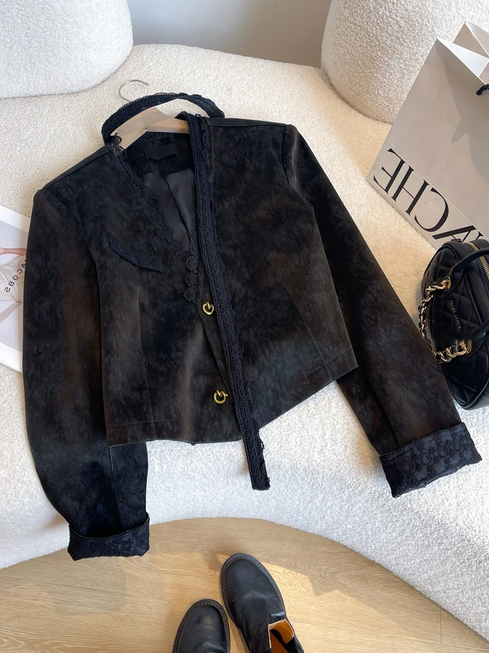 الرجعية Bla بولي Leather جلد الرجال Jaet الدانتيل تقليم الربط معطف دافئ ort خمر Sle العمل الثقيل ربيع الخريف النسخة الكورية #1