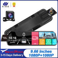 E-ACE Car Dvr 10 Inch Touch Screen  Loop Record  Auto Registrar Stream Mirror Optional 1080P Dual lens Camera Night Vision