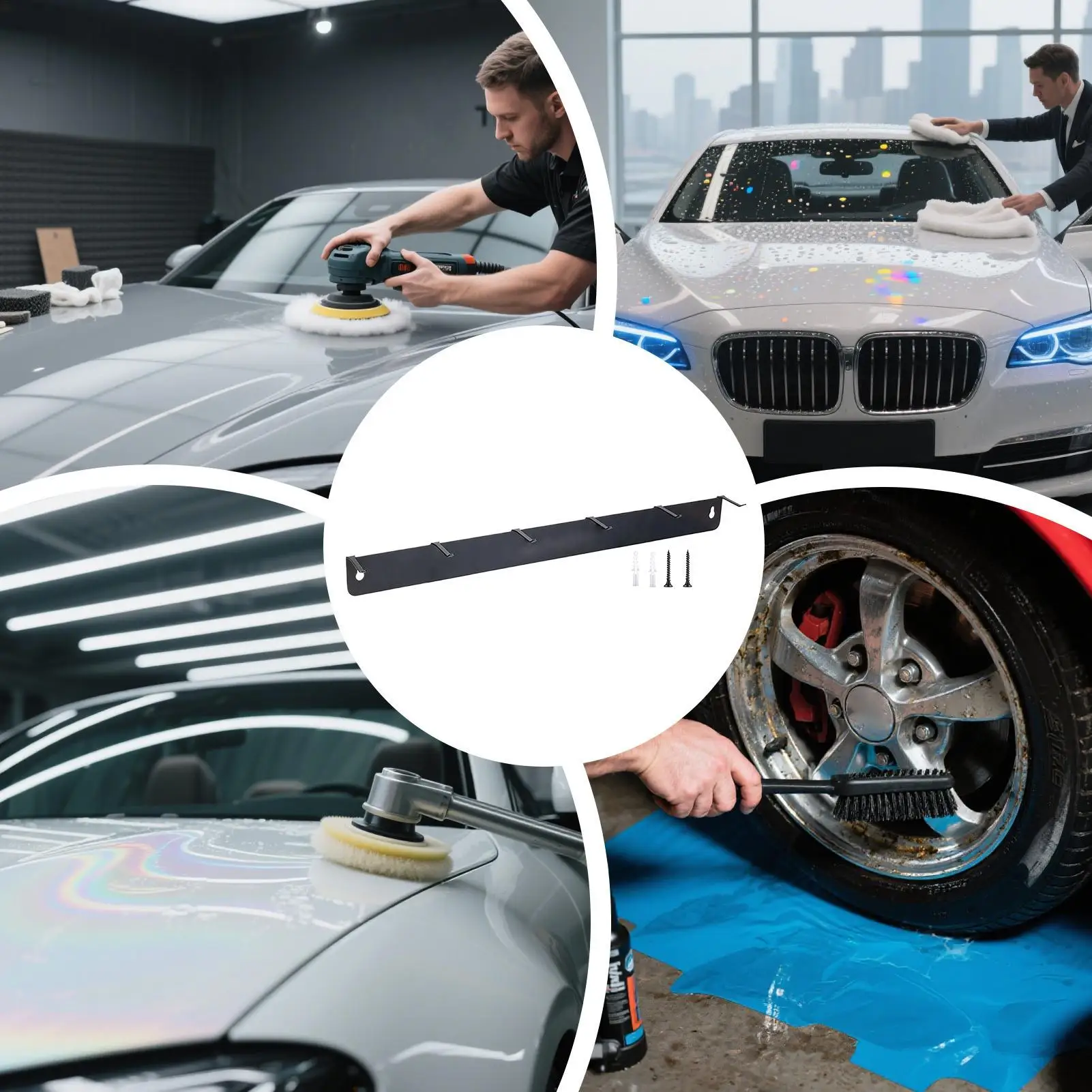 

Detailing Brush Organizer Steel Detail Brush Holder Hanger With 6 Hooks Rack Compact For Tools Garage Workshop Home Auto