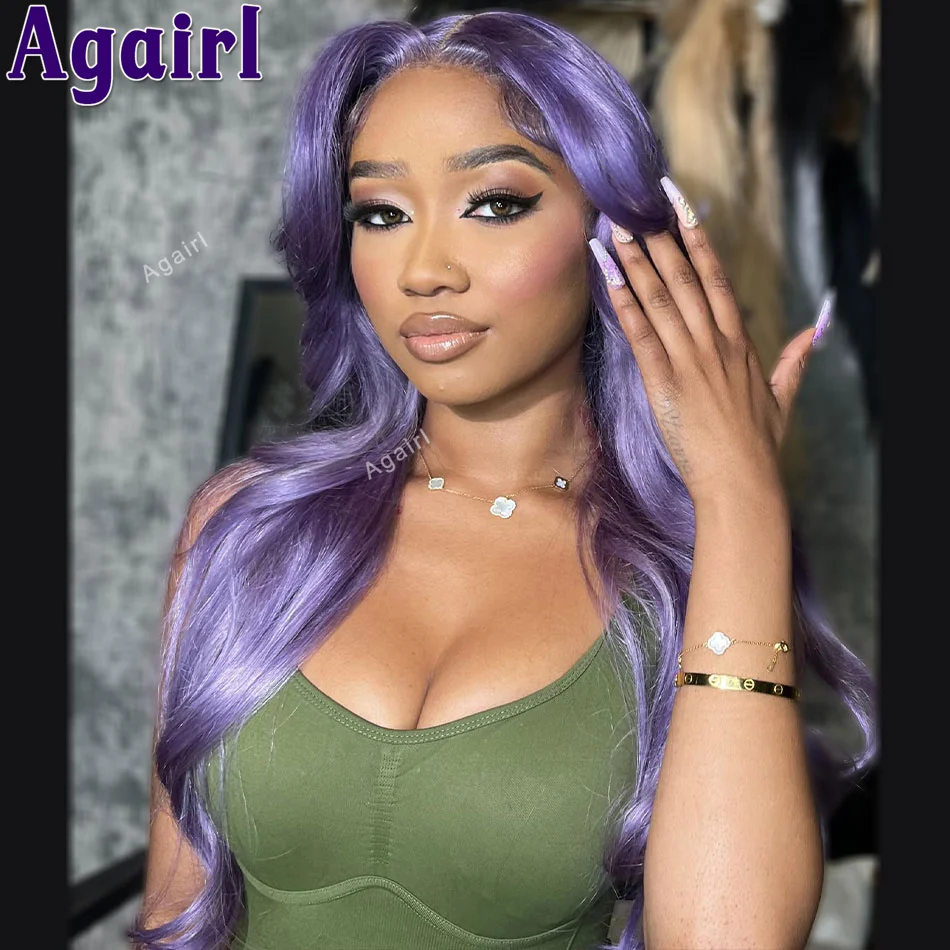 Lavender Color 13x6 Lace Front Wig 200 Density Human Hair Wigs Transparent 13x4 Lace Frontal Body Wave Wig For Women PrePlucked