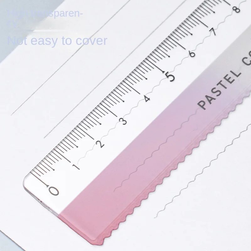 1pc Japan Kokuyo Straight Ruler Pastel Cookie Series Transparent Acrylic Wavy Line Ruler 15cm