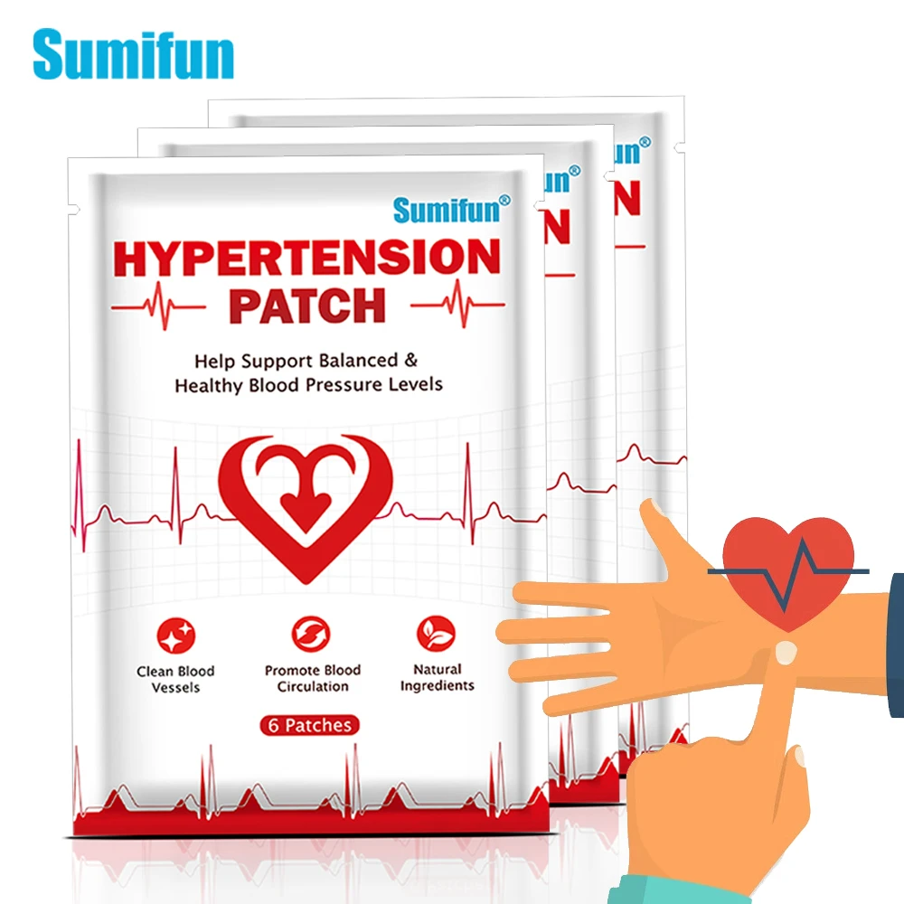 

6Pcs Sumifun Hypertension Patch Balance Lower High Blood Pressure Medical Plaster Clean Blood Vessel Herbal Sticker Health Care