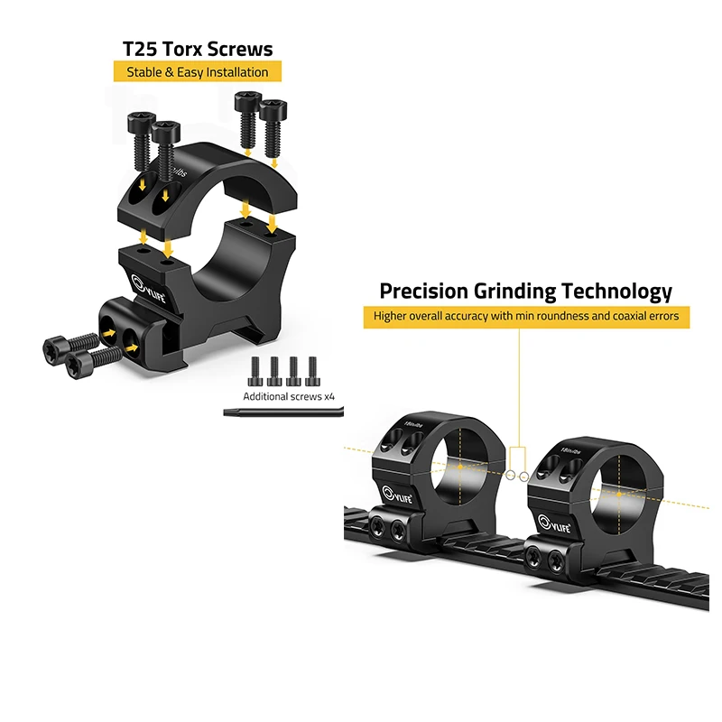 

CVLIFE Precision 1 Inch Scope Rings Mount Compatible with Picatinny Rail and More 2 Pcs 0.87" 1" 1.2" 1.35" Heigth for Hunting