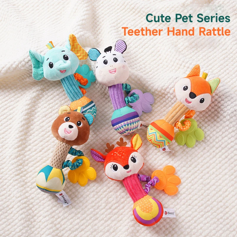 Baby Soft Rattles Newborn Toys Cute Animal Rattle Toy Infant Crib Bed Stroller Seat Toys Toddler Grab Ability Training Plush Toy