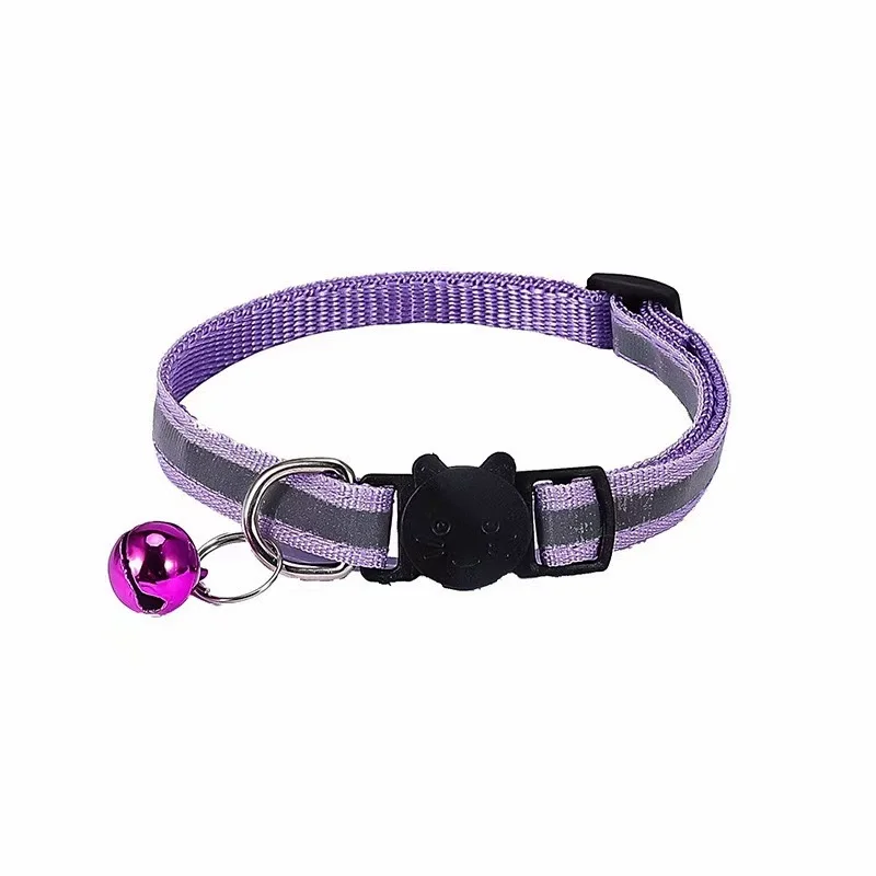 Collier pour chat réfléchissant avec clochette tête de chat_voghion.com