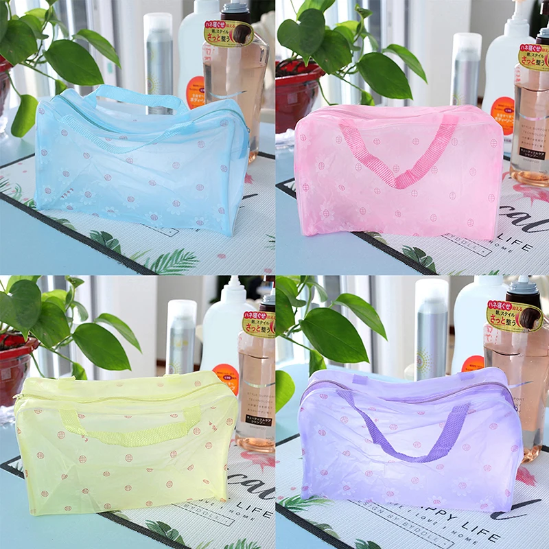 1 Pc PVC Transparent Cosmetic Bag Clear Makeup Bag for Women Girl Waterproof Zipper Beauty Case Travel Toiletry Bags Handbag