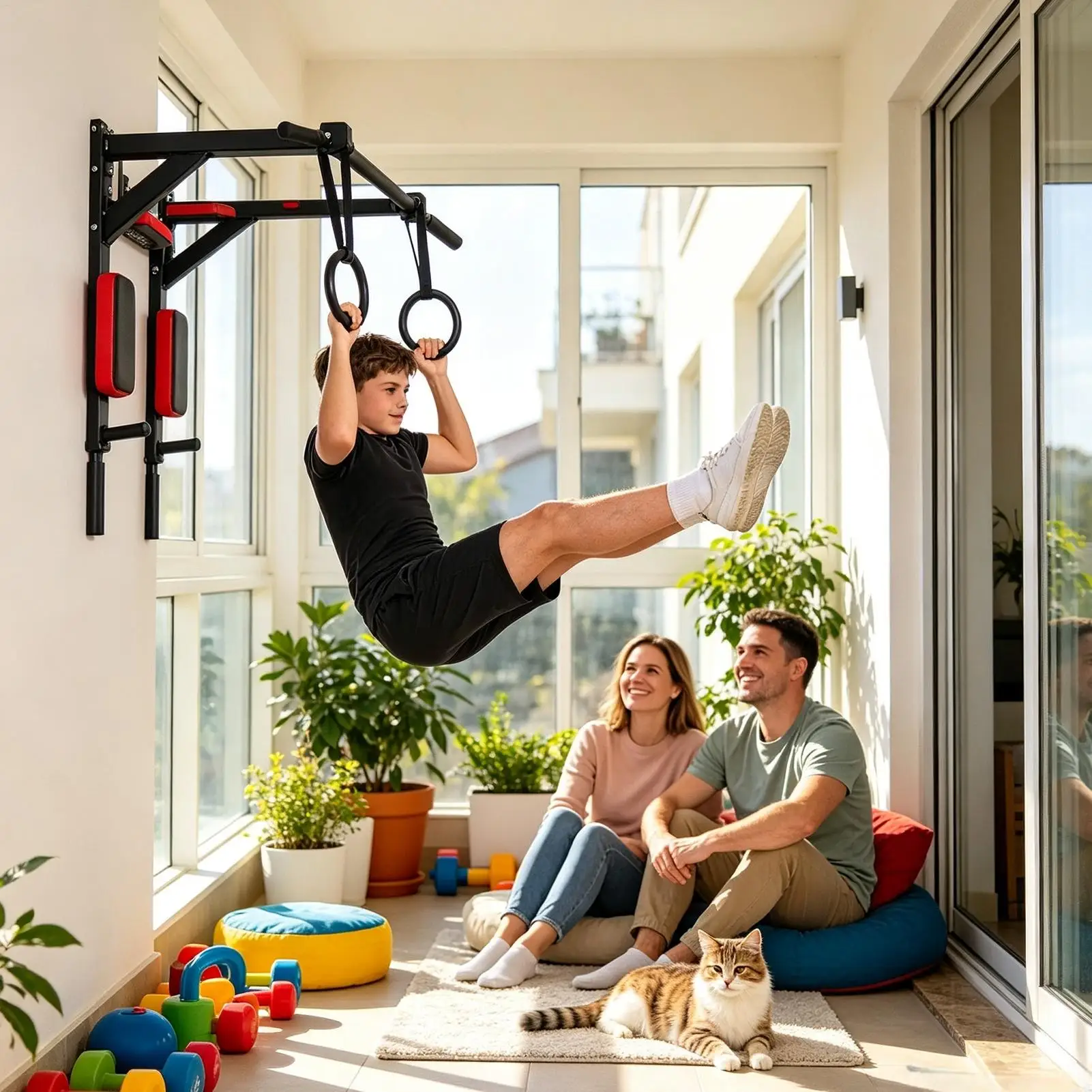 Multifunctional wall-mounted pull-up bar, home gym parallel bar training rack for indoor training, easily works all body muscles image 2