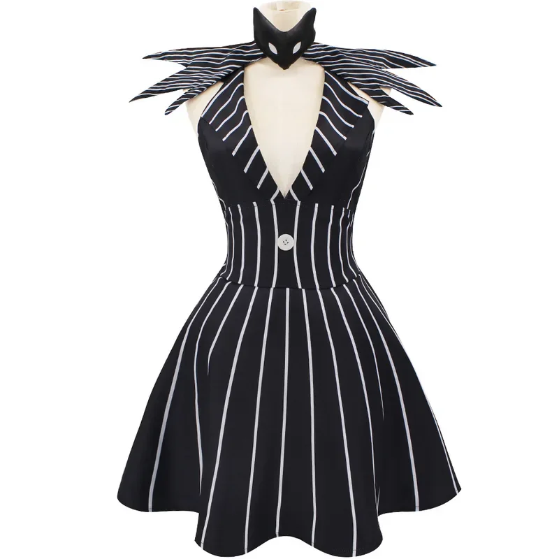 Movie Nightmares Christmas Cosplay Costume Skeleton Disguise Dress for Women Outfit Halloween Carnival Party Clothes Role Play