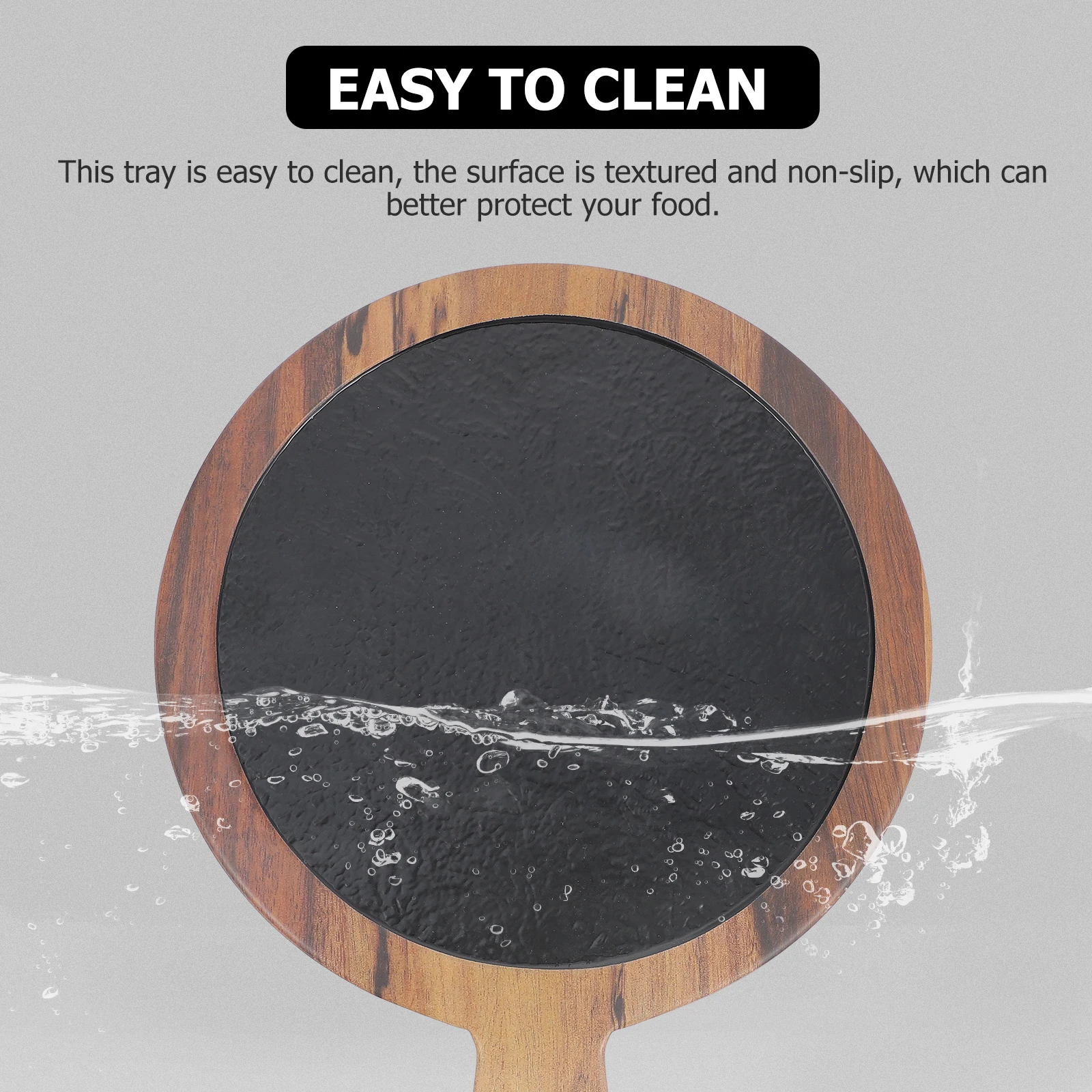 

Round Food Serving Tray Pizza Sushi Bread Non-Slip Black Restaurant Multi-Purpose Household Cakes Snacks Display Tray