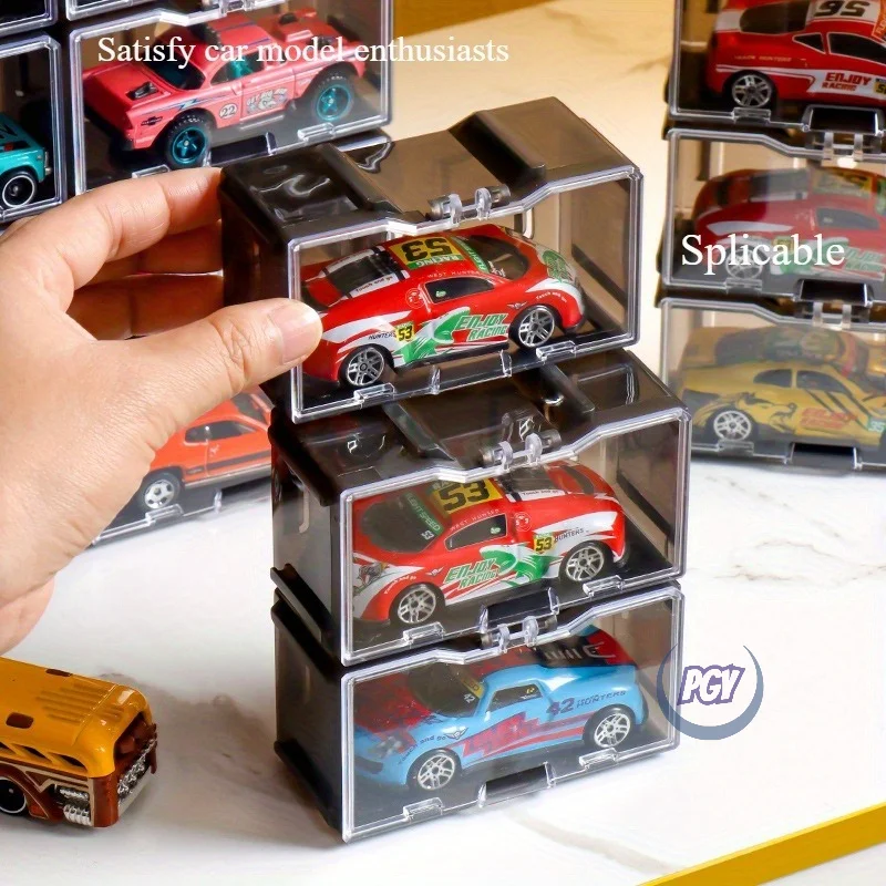 

Набор из 12 штабелируемых витрин для моделей автомобилей: прочные пластиковые контейнеры с возможностью соединения для хранения игрушечных машинок и коллекционных предметов