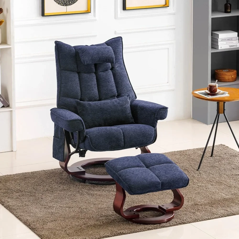 

Swivel Recliner with Ottoman, TV Chair Sets with Vibration Massage, Ideal for Small Space, Living Room & Bedroom, Chaise Lounge