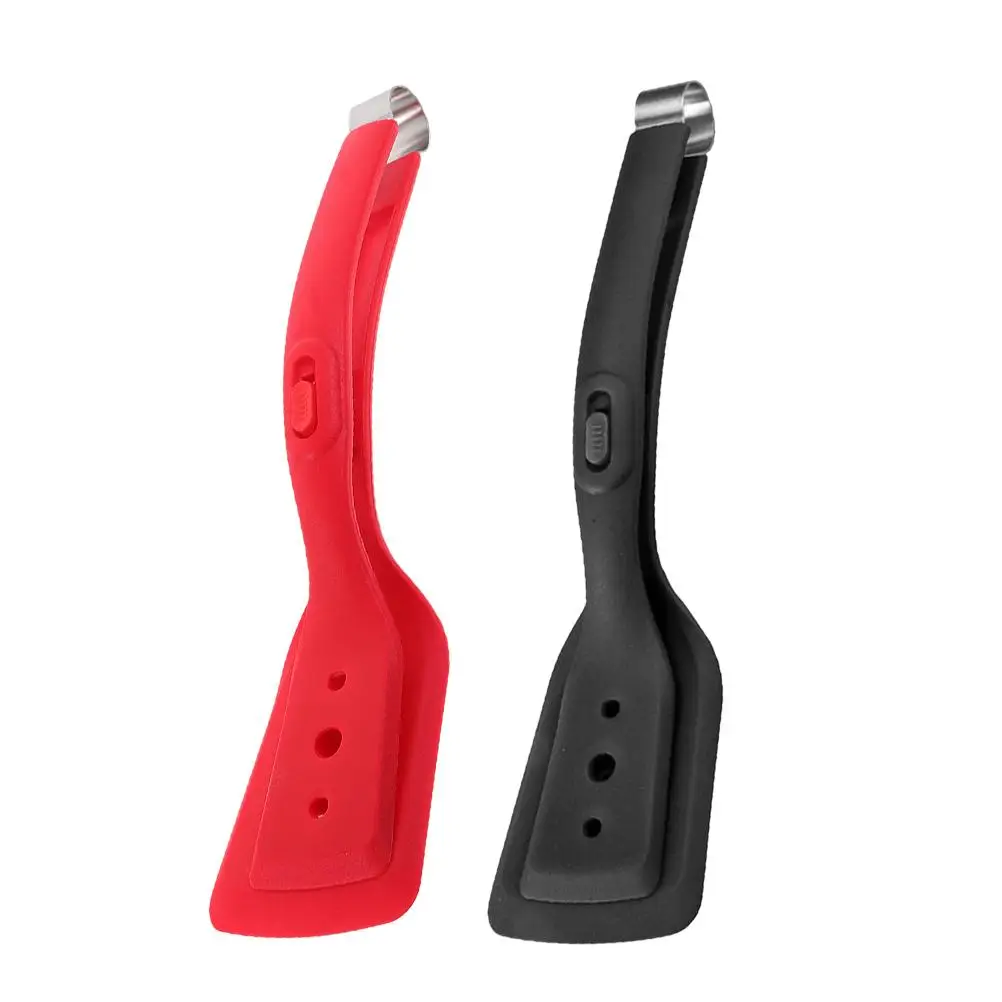 

2Pcs Silicone Stainless Steel Food Tongs 2in1 Cooking Clamp Kitchen Tool Red Black Set Heat Resistant Anti Scalding