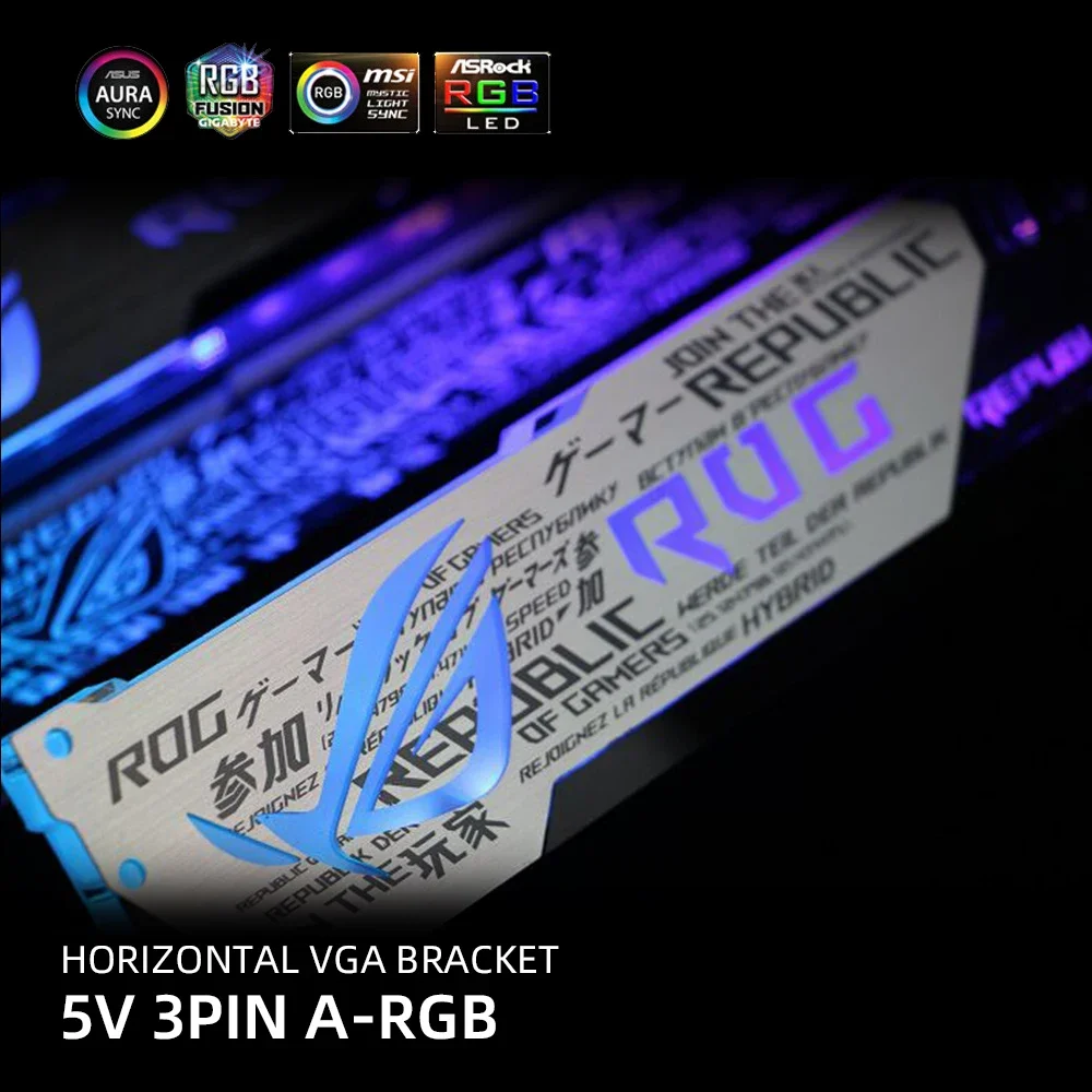 Aluminum GPU Bracket Aorus 5V3Pin VGA Holder RGB MSI ROG NVIDIA A-RGB Horizontal Video Card Support Metal AURA 12V MOD Customize