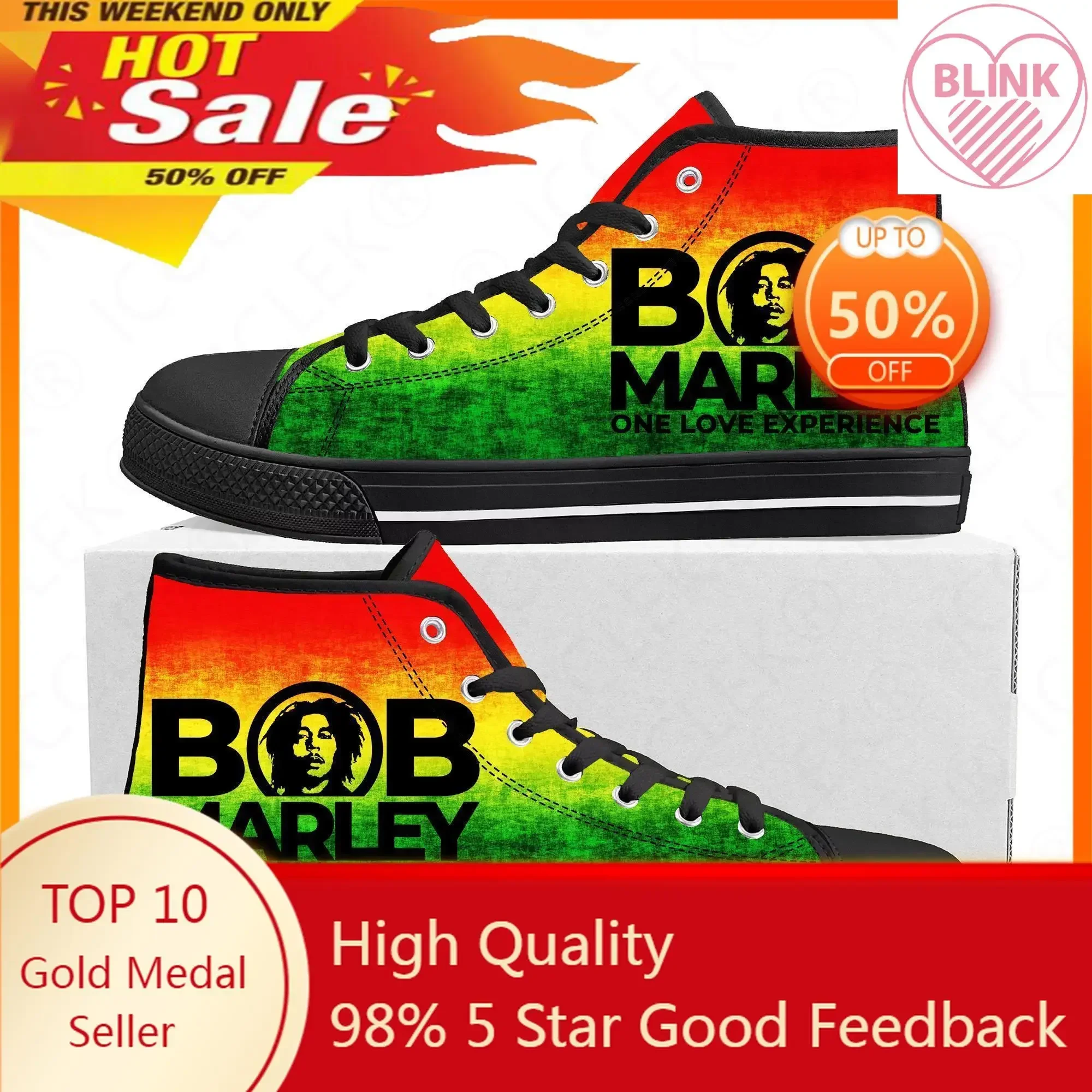 

Legend Bob Marley Reggae Rasta Music Rock High Top Sneakers Mens Womens Teenager Canvas Sneaker Casual Couple Shoes Custom Shoe