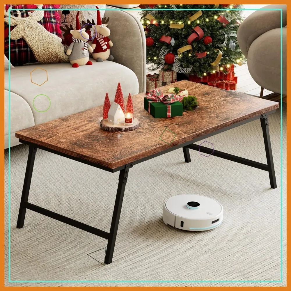 

Складной журнальный столик с защелками на ножках, портативный прочный напольный стол для гостиной, офиса, коричневый в деревенском стиле