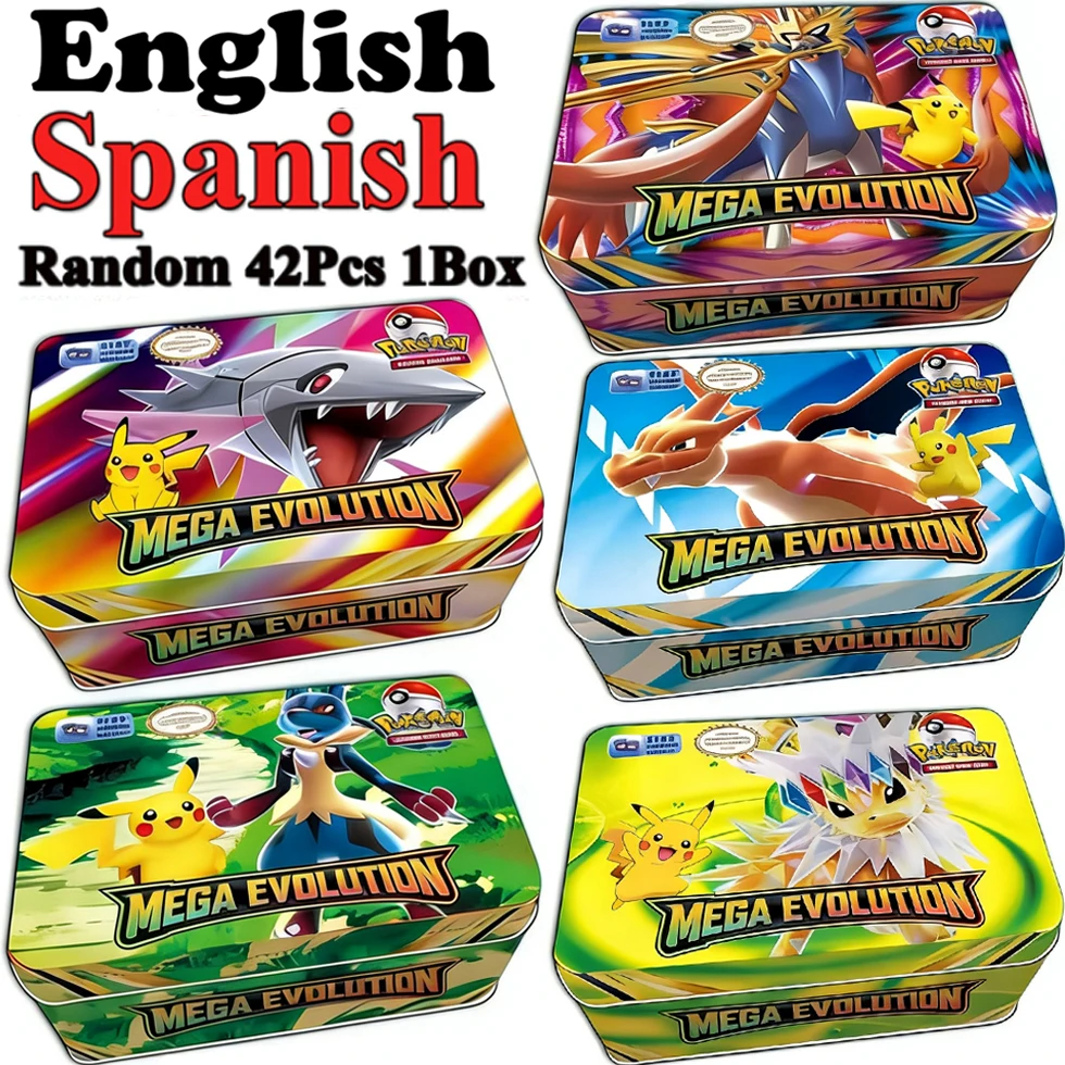 MEGA EVOLUTION 42pcs Pokemon Cards Battle Toys Lost Origin Pokemons Box with Pikachu Anime Bank Pokemon Game Cards  for Childre