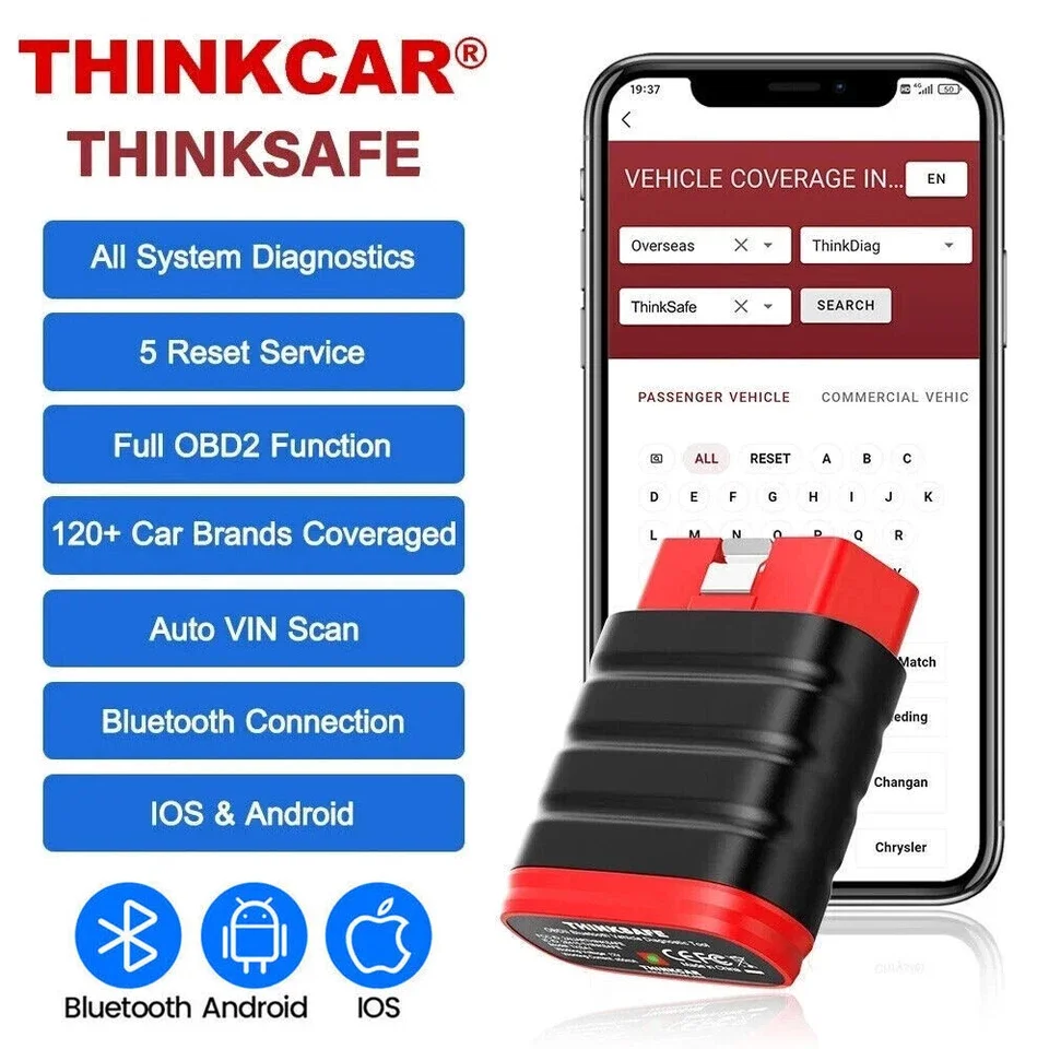 THINKCAR ThinkSafe Obd2 الماسح الضوئي بلوتوث جميع أدوات تشخيص النظام قارئ الرمز ثنائي الاتجاه النفط SAS ABS TPMS EPB إعادة تعيين