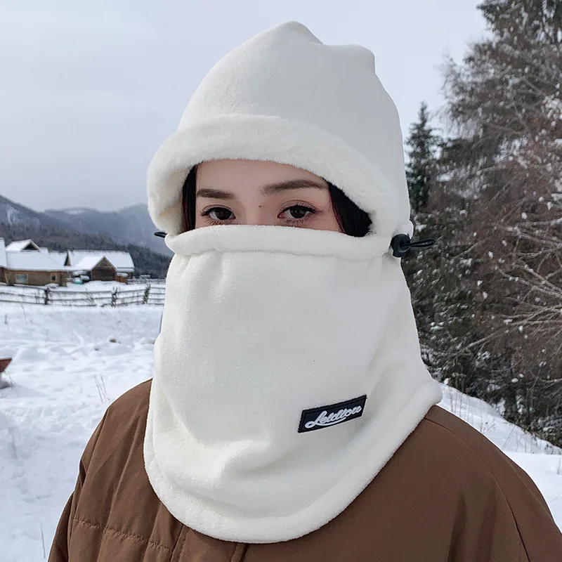 Winter Hat Bib Cap Women Electric Bike Riding Thickened Warm Scarf Windproof Plus Fleece Winterproof Hat  Outdoor Sports M520