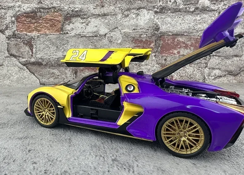 WELLY-coche deportivo S9 1:24, modelo de aleación de Metal fundido a presión de alta simulación con sonido de pulverización, luz, colección extraíble, juguete para regalo para niños