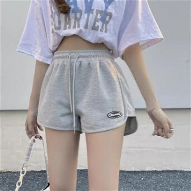 Women's Casual Drawstring Sports Shorts, Thin High Waist Yoga Shorts, Loose Running Shorts, Straight Pants
