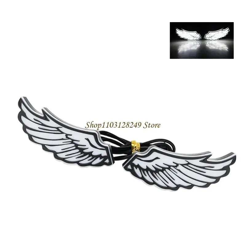 N5KD Flat Wing Motorcycle Decorative Lights, LED Pair with Housings for Coordinated Left-and-Right Rear Decoration Styling