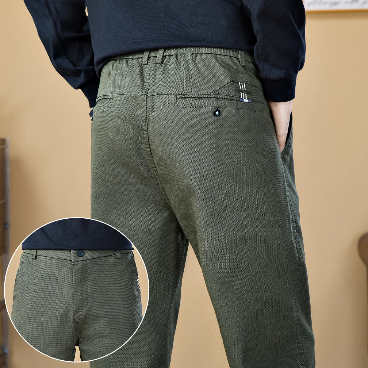 New Casual Pants Men Straight Fit Stretch Chino Trousers Male Formal Work Business Dress Khaki Fashion Autumn Winter Pants