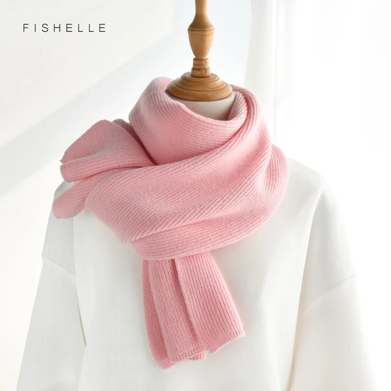 luxury cashmere knitted scarves rose red pink white wool women winter scarf adults warm thick wool scarf kids children