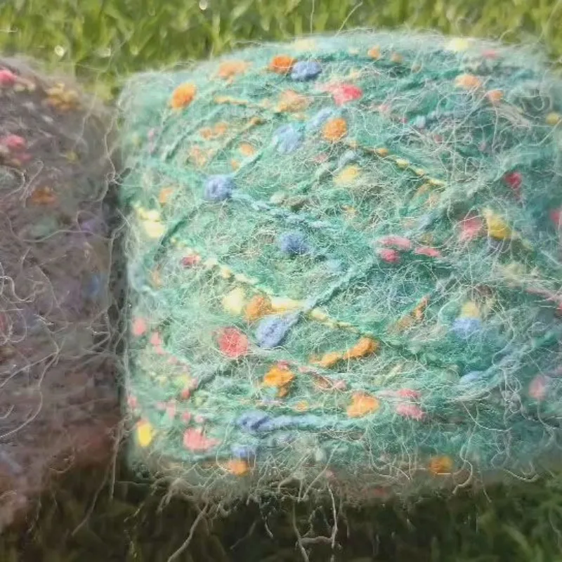 Fio de cachecol diy de mohair de feijão de açúcar arco-íris tecido feito à mão, chapéu de suéter de bolsa caseira, bola de fio misto à mão crochê 50g