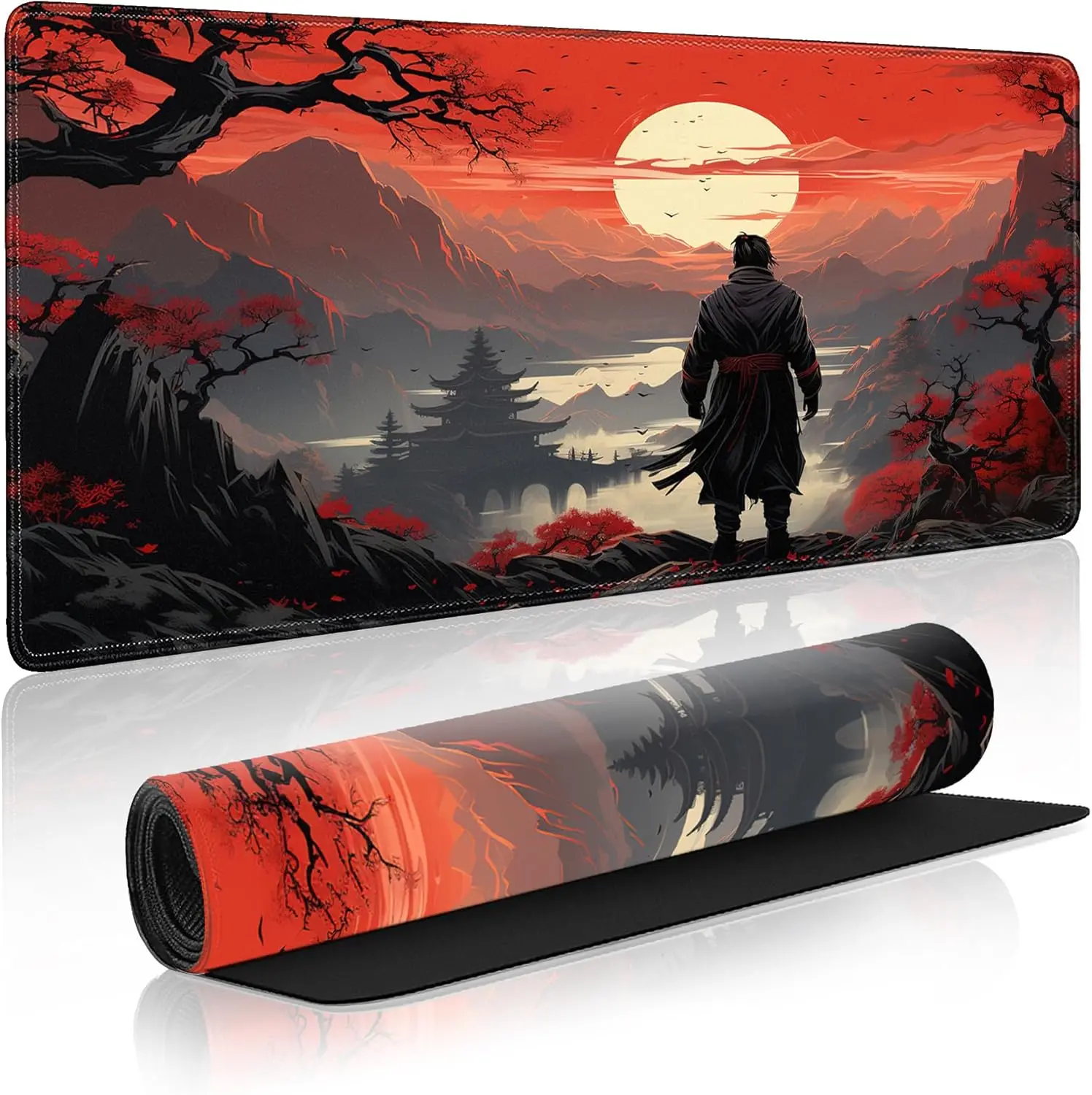 

Anime Gaming Mouse Mat Japanese Samurai Gaming Mouse Pad Desk Pad Large Desk Mat Extended Keyboard Pad Mousepad Office Home