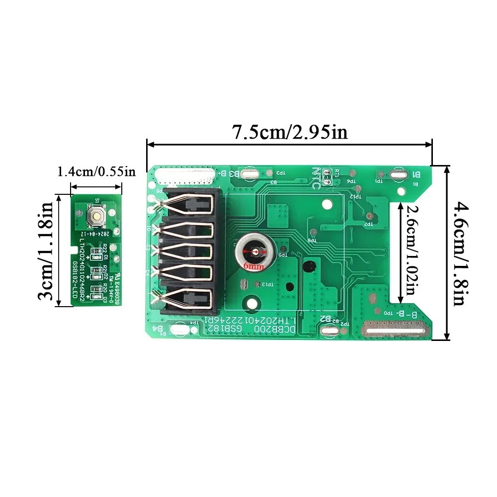 DCB200 Li-ion Battery Plastic Case Charging Protection Circuit Board PCB Box For DeWalt 18V 20V Lithium Battery Housing DC Input