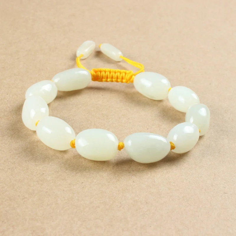 

Hotan Freeform , White Jade Seed Material Stone Bracelet Men and Women