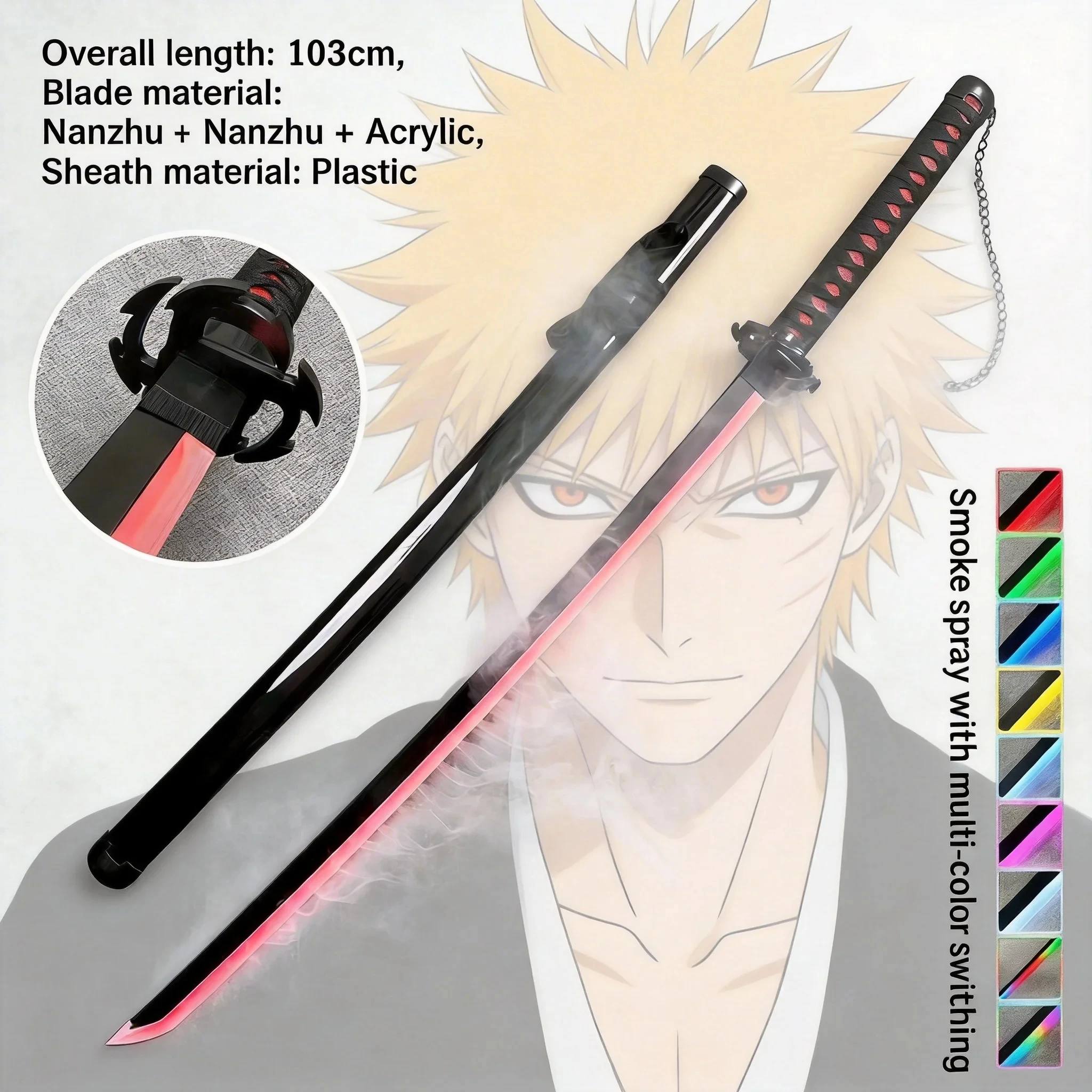 40 inch Vapor Rukia Katana Led Lightsabre Anime Glow Bleach Cosplay Ninja Mes Echte Japanse Katana Originele Samurai Zwaard Gift