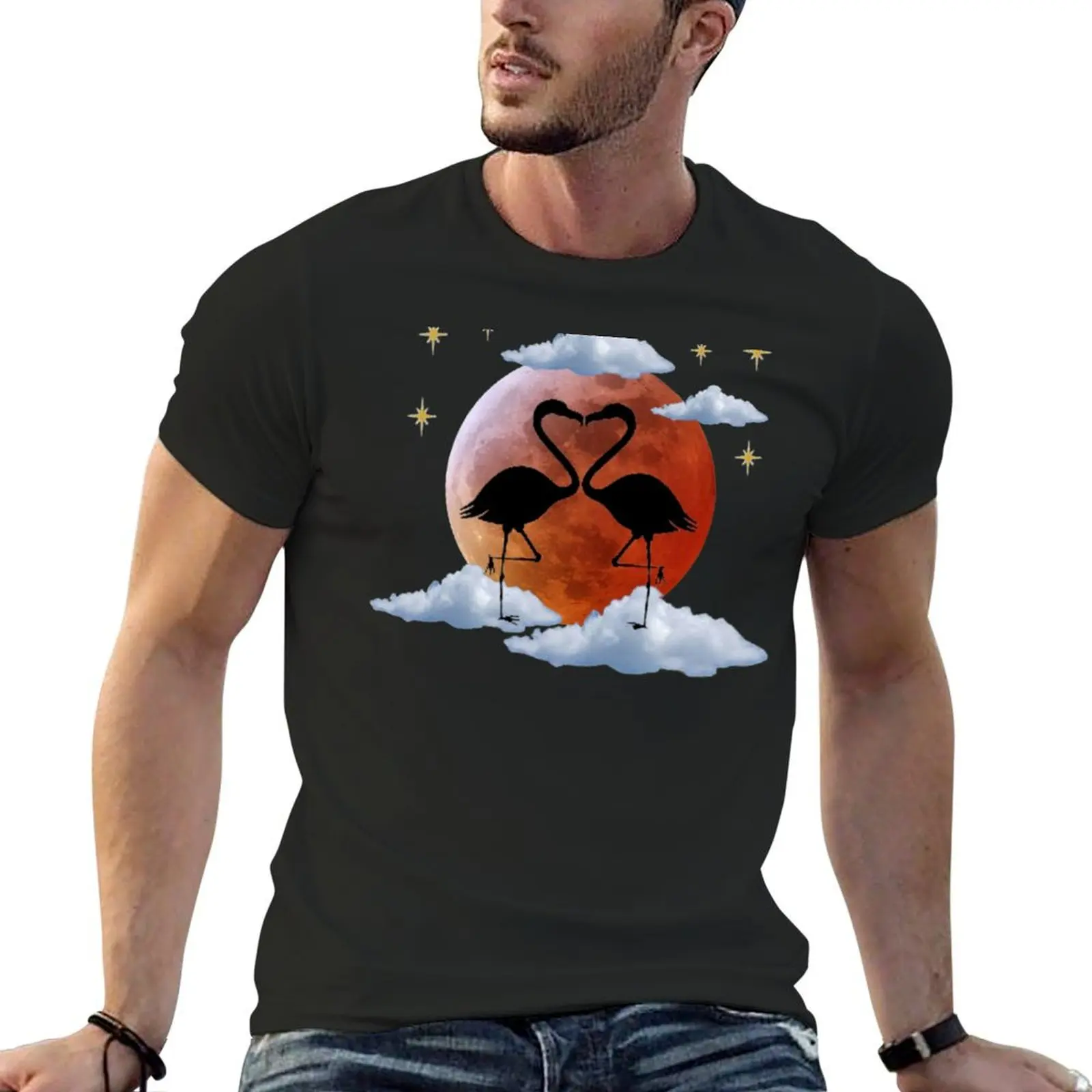 Harvest Moon and Flamingo Lovers T-Shirt cotton graphic tees street wear anime stuff vintage t shirts T-shirt men