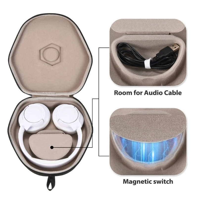 حافظة واقية EVA مناسبة للسفر مع سحابات معززة وحبل مقبض لتخزين سماعات الرأس TUNE710BT TUNE700BT 45BD