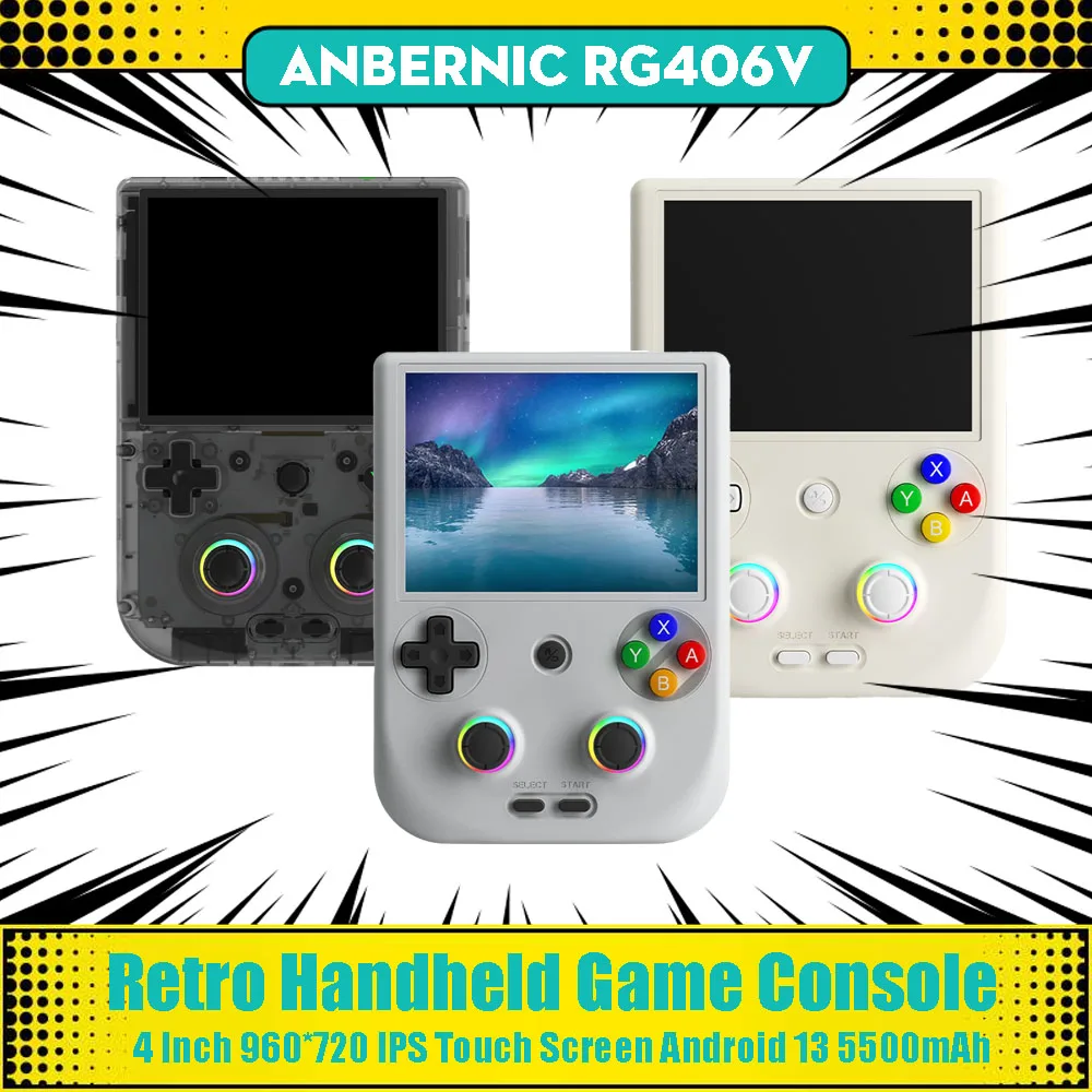 ANBERNIC RG406V Handheld Game Console 4 Inch 960*720 IPS Touch Screen Android 13 5500mAh Retro Video Game Player 1080p Upgrade