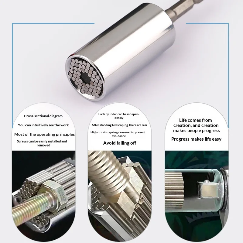 مزيج الأكمام متعددة الوظائف أداة مفتاح الربط العالمي سريعة السقاطة الخارجي مسدس طقم تصليح السيارات غلاف الأجهزة #3