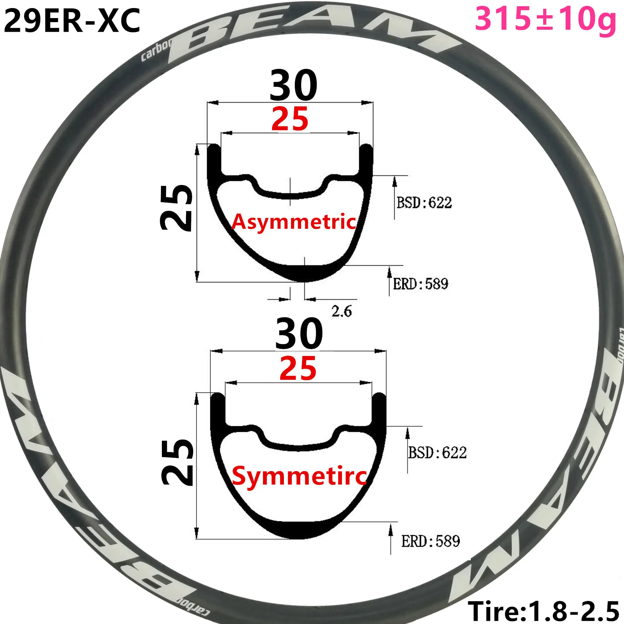 

Ассиметричный углеродный горный обод [CB29XC30SL], 320 г, 30 мм, ширина 25 мм