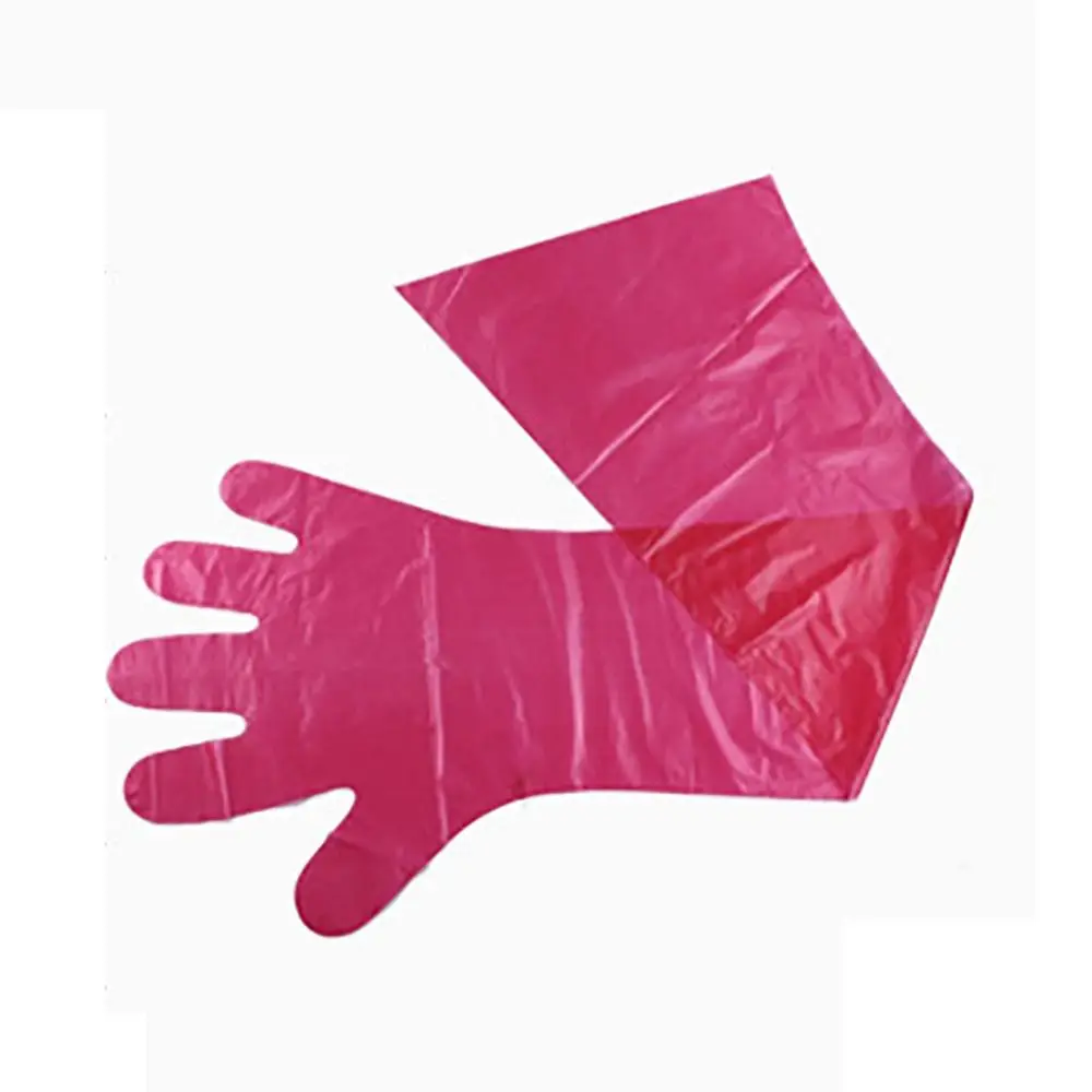 50PCS Disposable Long Arm Glove Plastic Film Farm Cattle Sheep Glove Vet Plastic Glove Veterinary Supplies