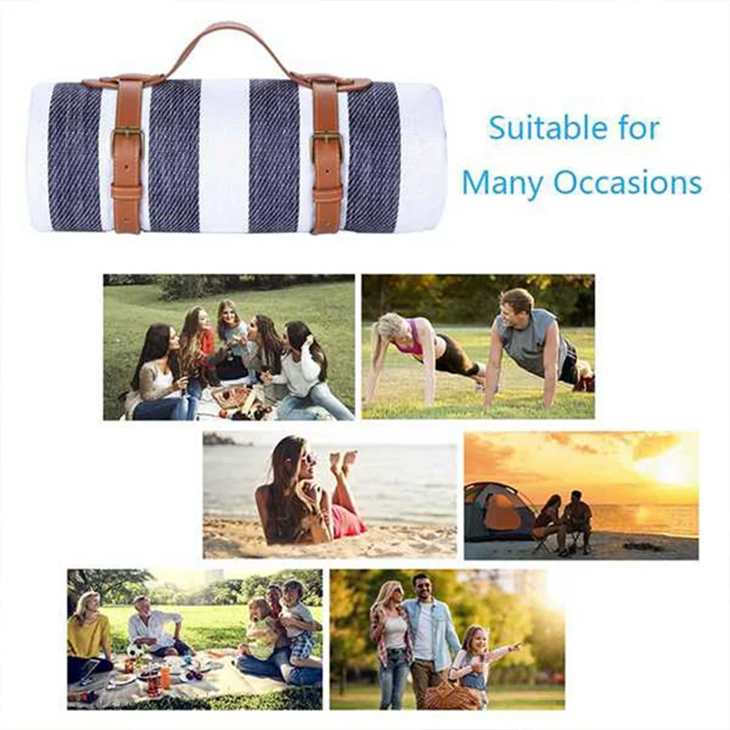 2Pcs Camping Blanket Portable Oversized Beach Blanket Sandproof Belt Handles Suitable For Picnics, Beaches, Parks