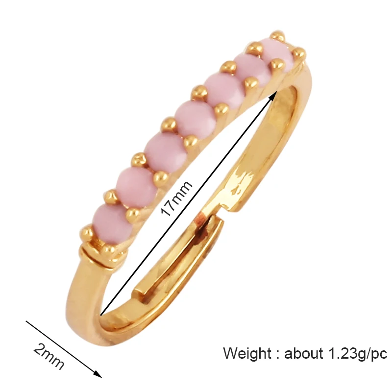 Unique Style Fashion Colorful Geometry Finger Ring,18K Gold Plated Zircon Open Adjustable Rings Jewelry Findings Supplies L08