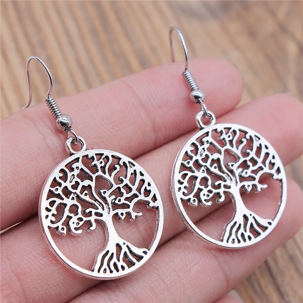 Dropshipping Drop Earrings Fashion 2 Colors Tree Of Life Pendant Earrings