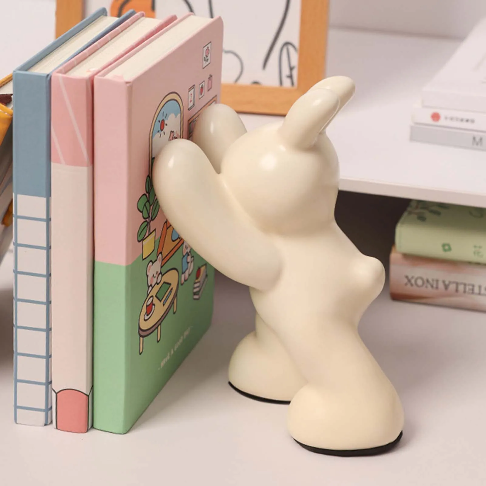 Bunny Book Ends for Shelves Creative Animal Figurine Book Ends Stands Suitable for Office Home Study