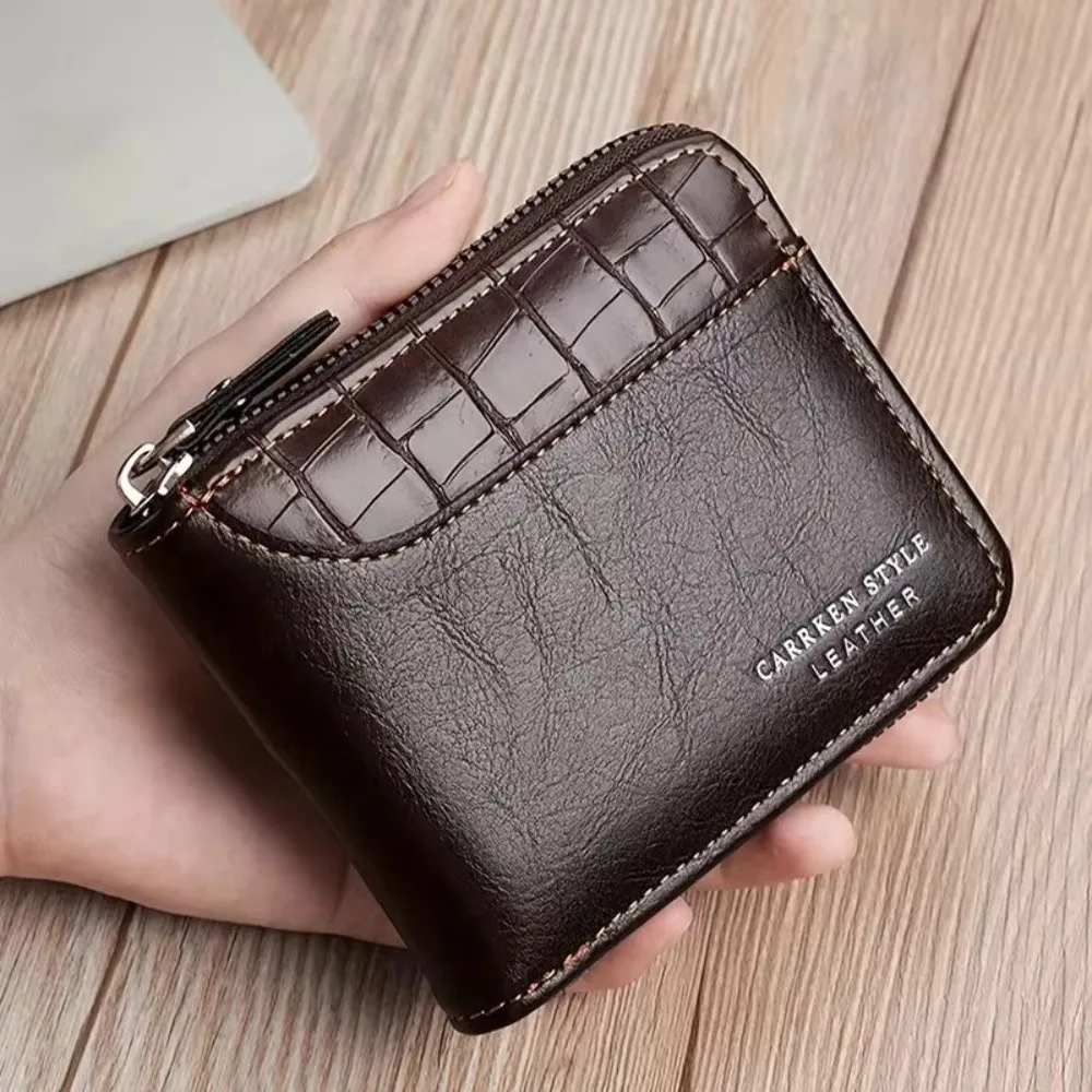 Portefeuille de luxe en cuir PU pour hommes, avec poche pour pièces de monnaie, sac à monnaie à fermeture éclair, porte-cartes, cadeaux pour hommes, nouvelle collection