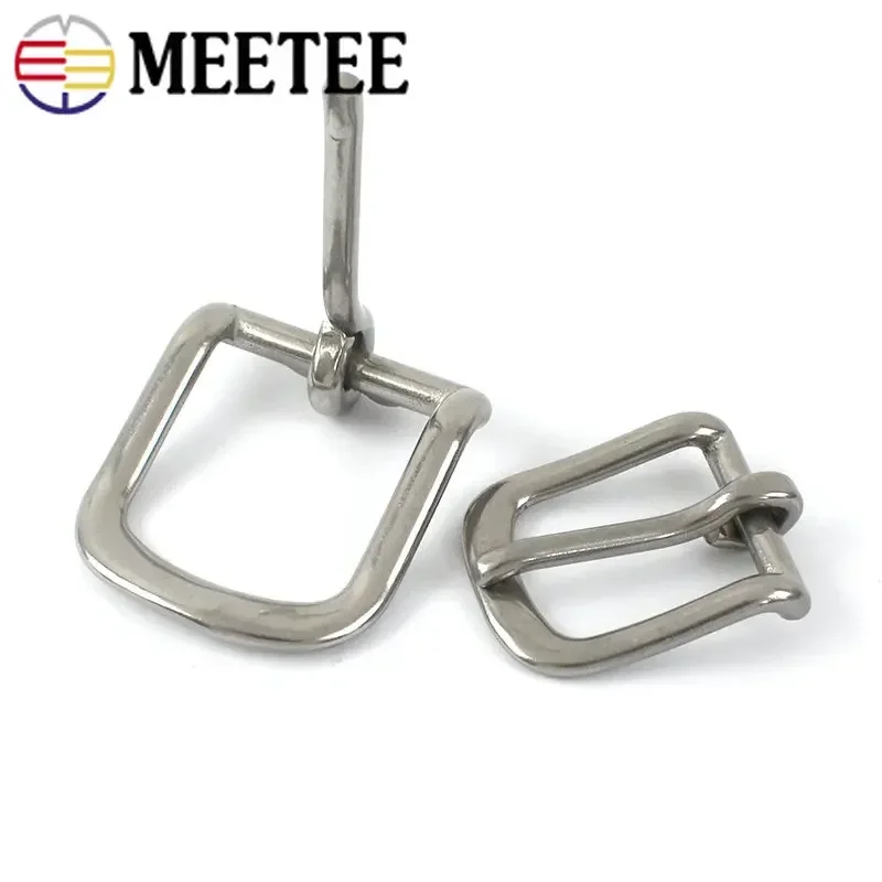 Meetee 2/4pc ID16-39mm Stainless Steel Pin Belt Buckle Apparel Bags Strap Buckles DIY Luggage Leather Crafts Decoration Material