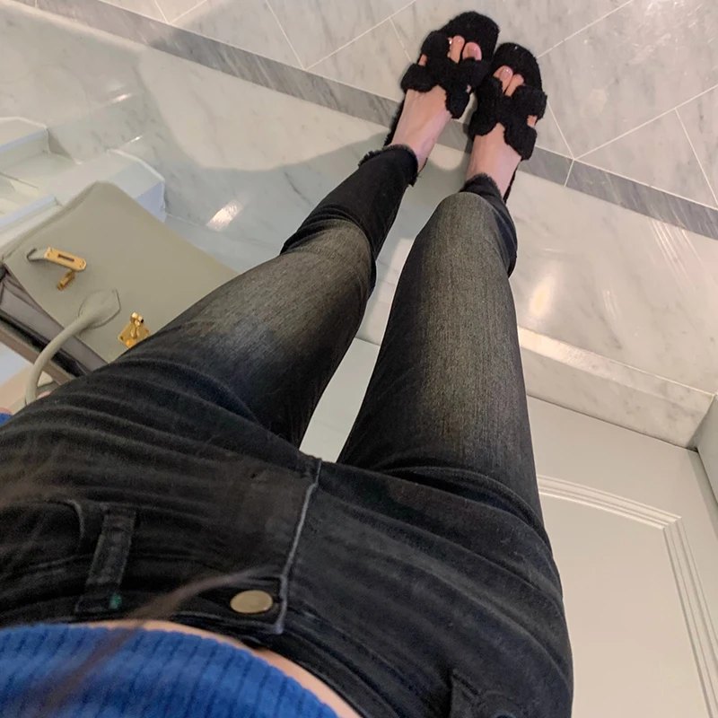 Bla-pantalones vaqueros ajustados de cintura alta para mujer, pantalones vaqueros adelgazantes sexys de puro deseo, tela elástica de algodón para las cuatro estaciones