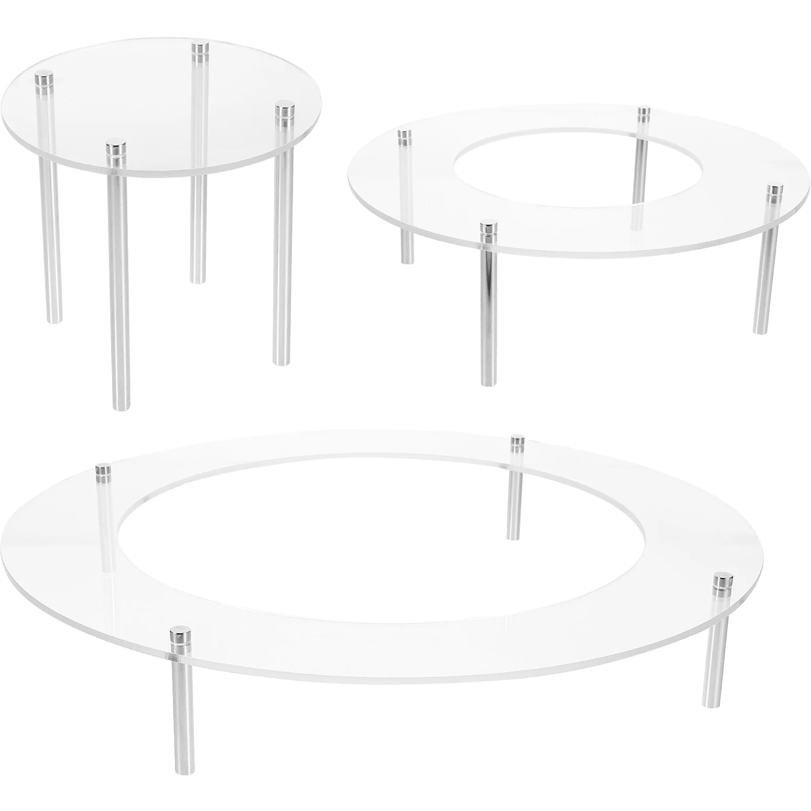 

Clear Acrylic Cake Stand 3 Tier Black Display Rack 5cm 7cm 10cm Pins Food Risers Buffet Table Wedding Party Supplies Cake