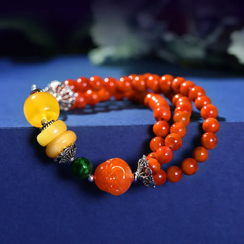 Natural Southern Red Agate Bracelet Jewelry With Multiple Circles and Niche Designs Chinese Style DIY Jade Bracelet For Women