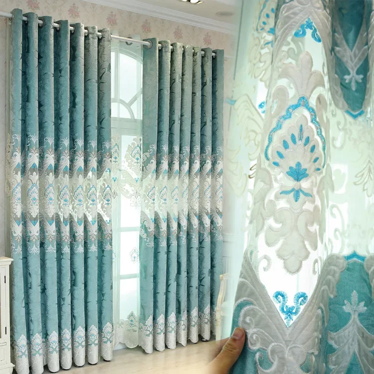 

New European Style Double-layer Luxury Window Curtain Screen Curtain Curtains for Living Dining Room Bedroom